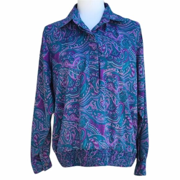 Alfred Dunner Multicolored Paisley Collared Blouse - Picture 2 of 10
